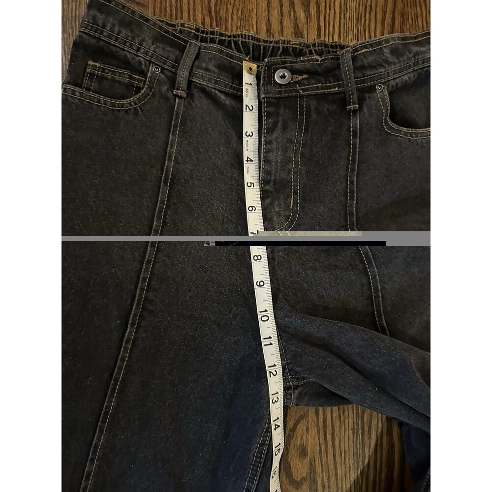 Wide Leg Flared Jeans in Washed Black - Picture 8 of 11